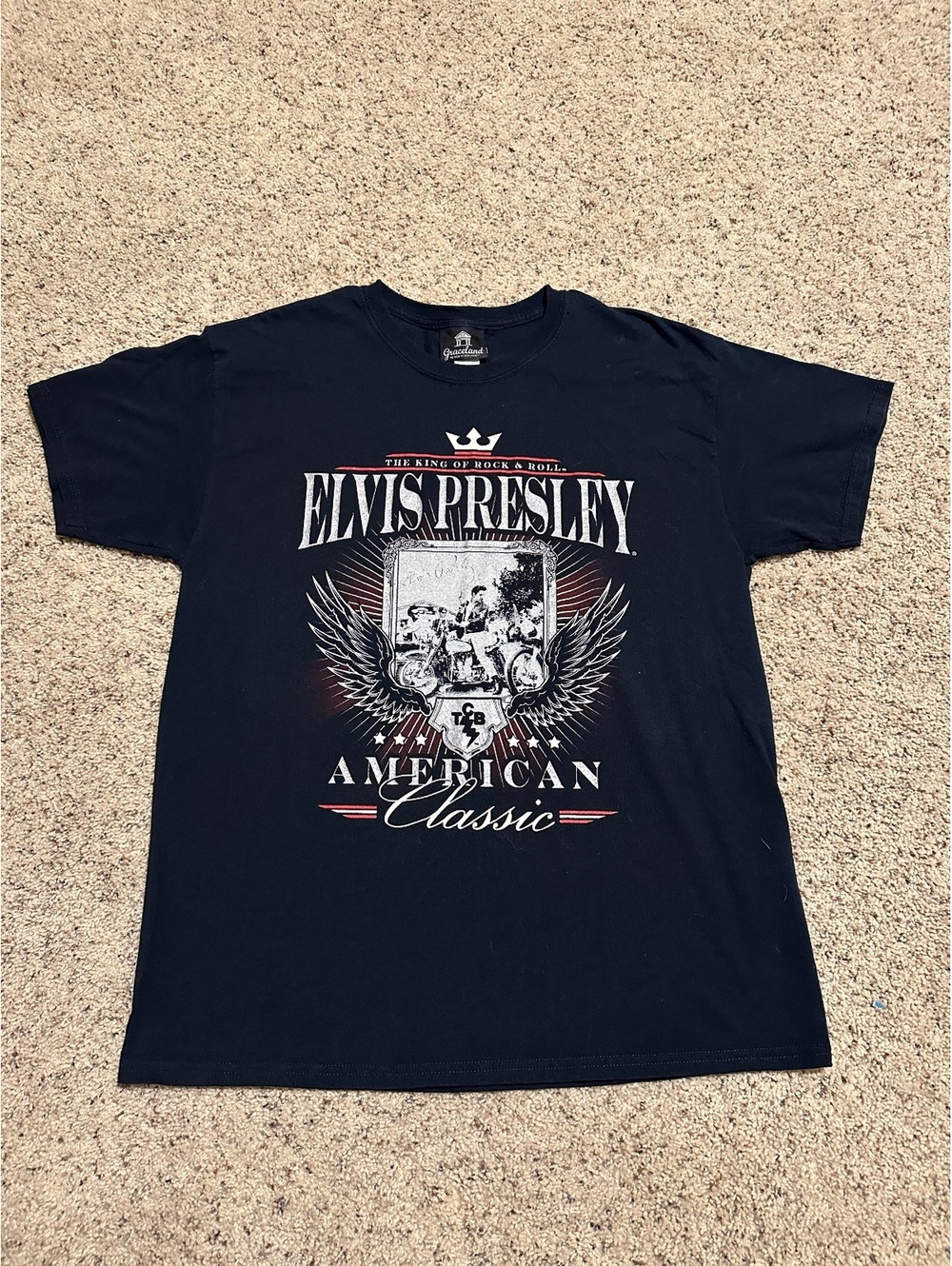 Elvis Presley American Classic Black Graphic T-Shirt Size Large